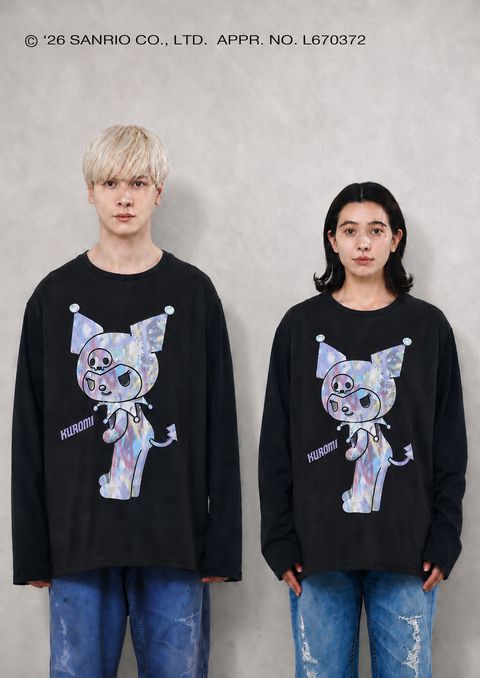 【KUROMI×TRIPPY MIKIO ART】TR-157 / 3DTシャツ / BLACK / ロンT / ユニセックス