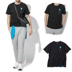 【LEON掲載】 ハートデザイン/ 刺繍Tシャツ/ BLACK / 半袖Tシャツ