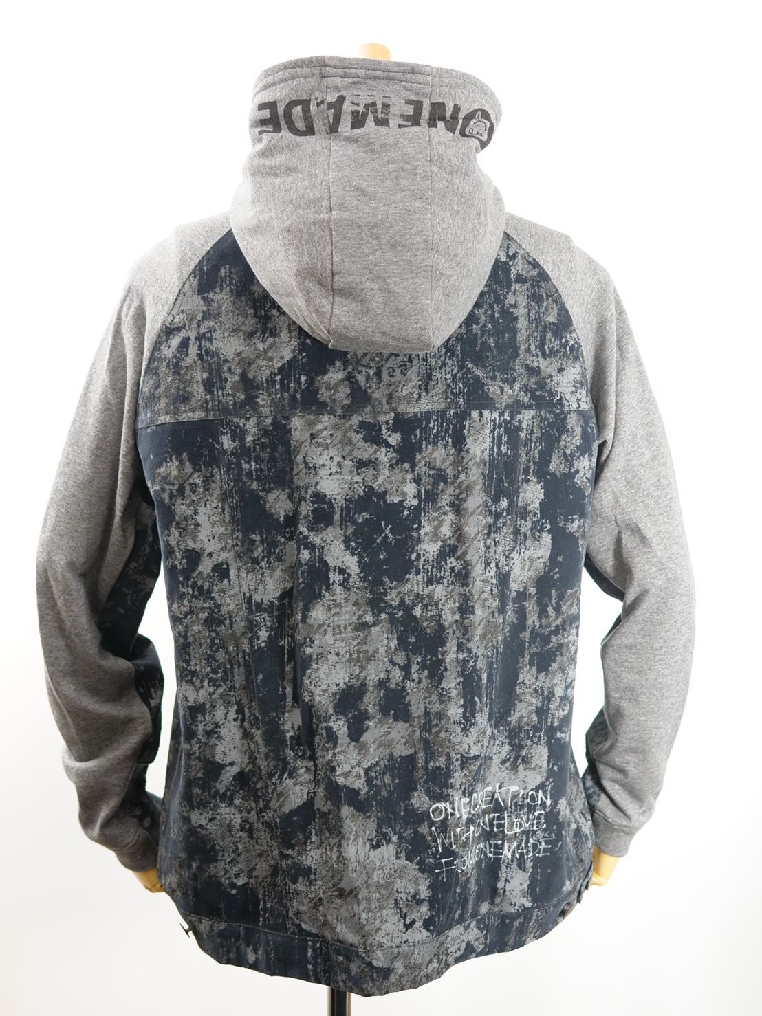 【デニムジャケットを組み合わせた作品】ONE-1033 COMBI PARKA / ジップパーカー / Wジップ / グレー