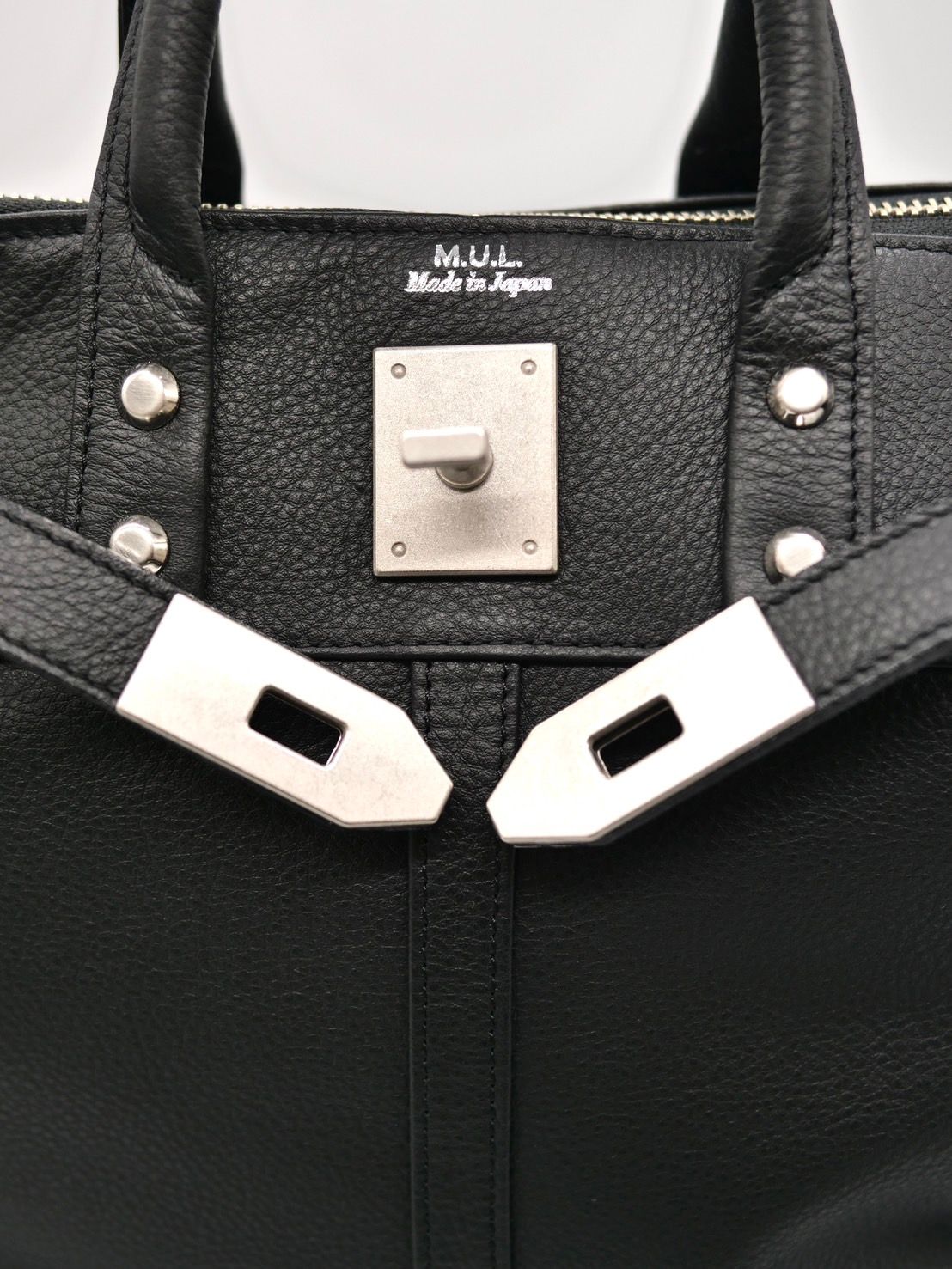 【M.U.L/ エムユーエル】本革（レザー） ブラック / ヘルメットバック / 日本製 / Made in Japan / 2way Bag / ショルダートートBag / メンズ レディース 兼用 UNISEX