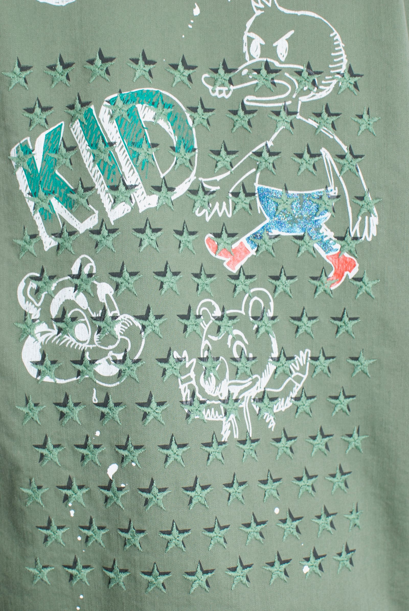 ONE-512 Long Military Shirt / ミリタリーシャツ / Hand Made / ハンドメイド / Dog / ハンドペイント