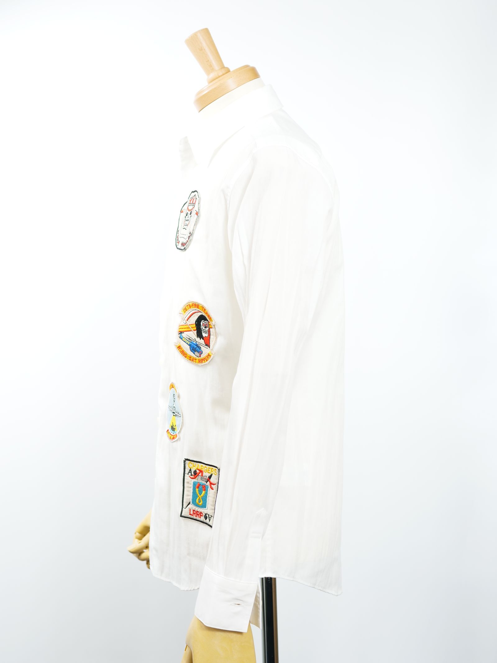 ONE-739 SHIRT /  ビンテージワッペン/ 麻混シャツ / ハンドメイドブランド/ 日本製