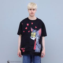 【トム&ジェリー】コラボレーション /TR-150 TOM&JERRY LOVE BLACK 3DTシャツ / ユニセックス