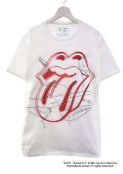 【The Rolling Stone】 RS No.9 CARNABYコラボレーション / TR-133 RS LIP&TONG SKETCHES  / 3DTシャツ/ WHITE/ ユニセックス