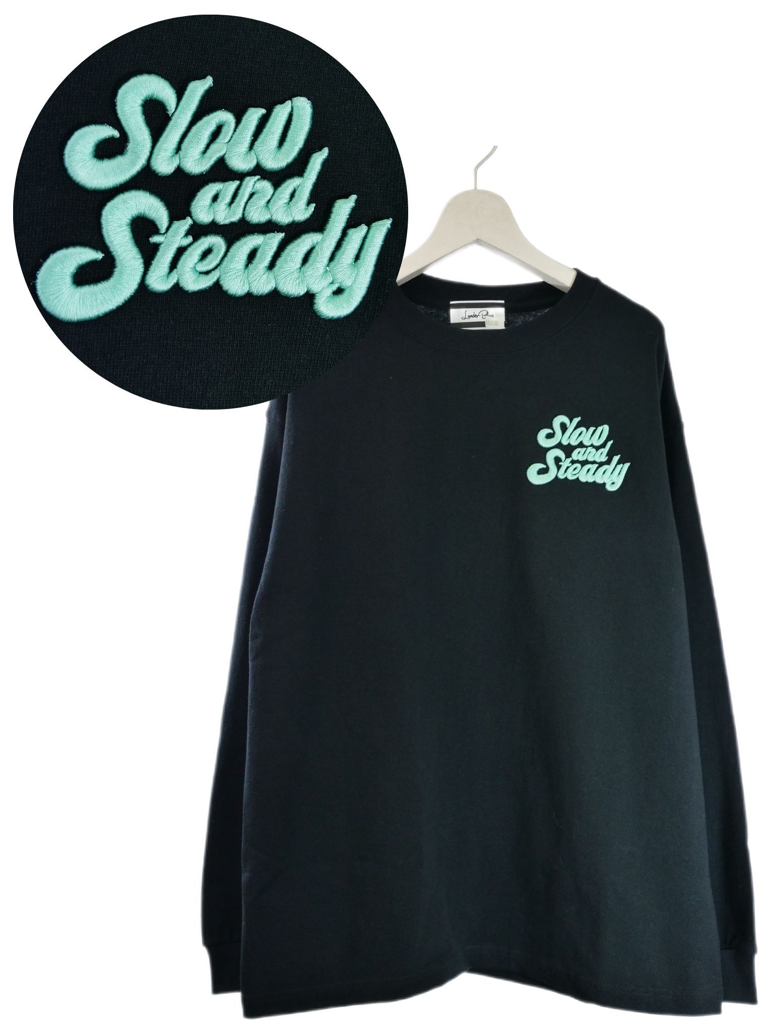 【3D刺繍】LANDER BLUE オリジナル / 長袖T刺繍Tシャツ / 高品質な厚手Tシャツ / 9オンス / ビックシルエット / ヘビーウェイトTシャツ / ヘビーオンスTシャツ