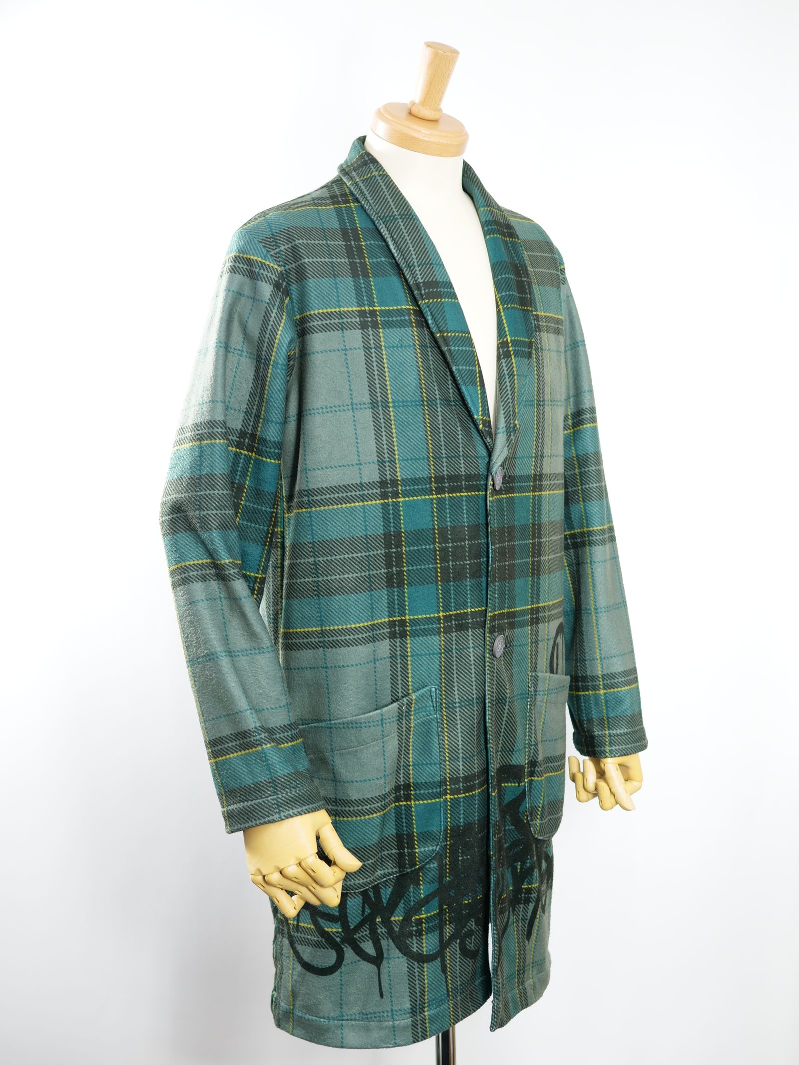 MX-1134 SHAWL COLLAR COAT / ショールカラー / タータンチェック/ ウーリーテック