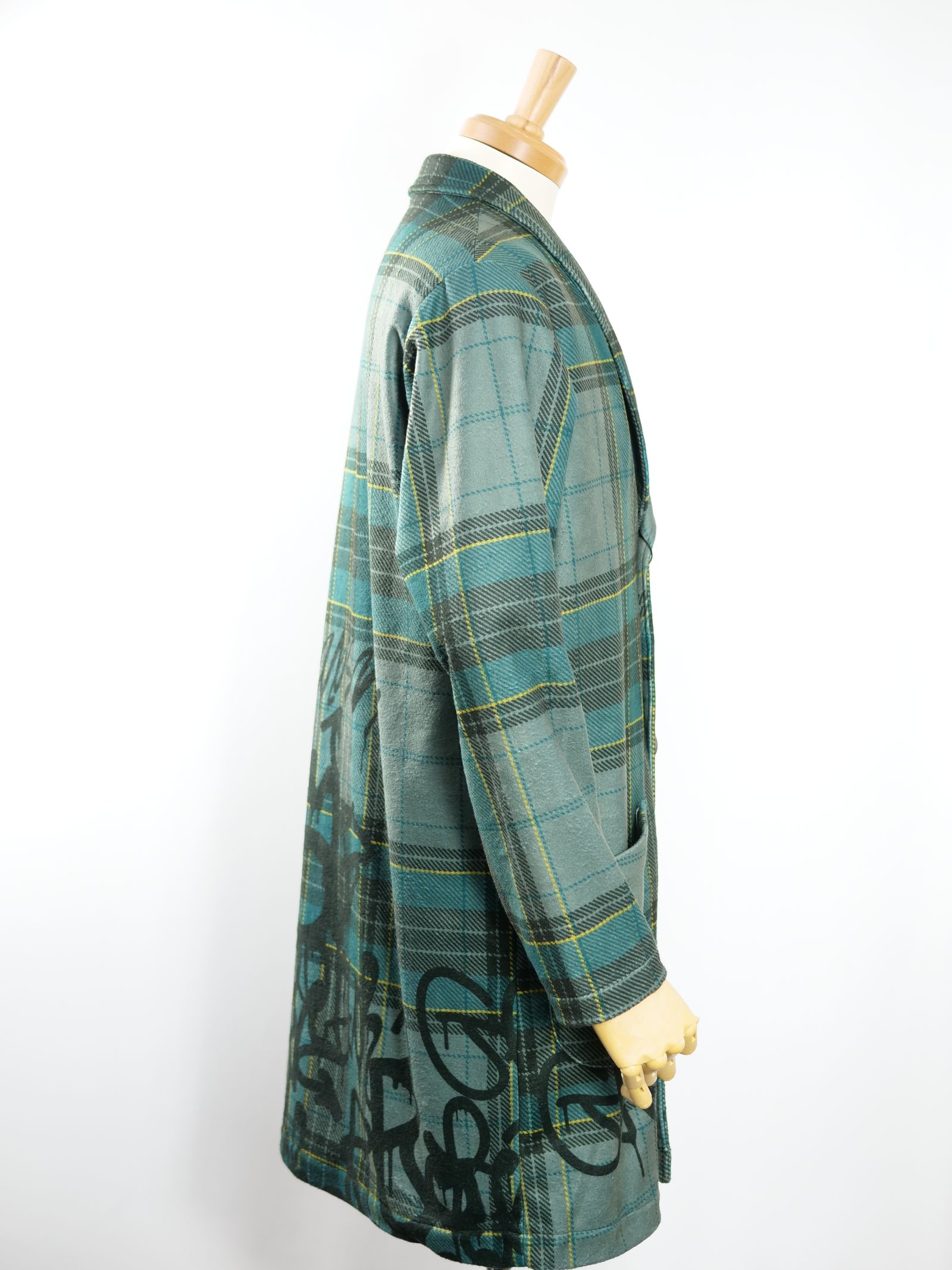 MX-1134 SHAWL COLLAR COAT / ショールカラー / タータンチェック/ ウーリーテック