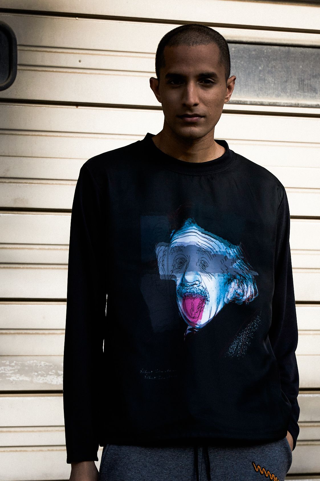 MX-1195 3D T EINSTEIN  / BLACK / 3D 長袖 Tシャツ / MADE IN JAPAN / 国産