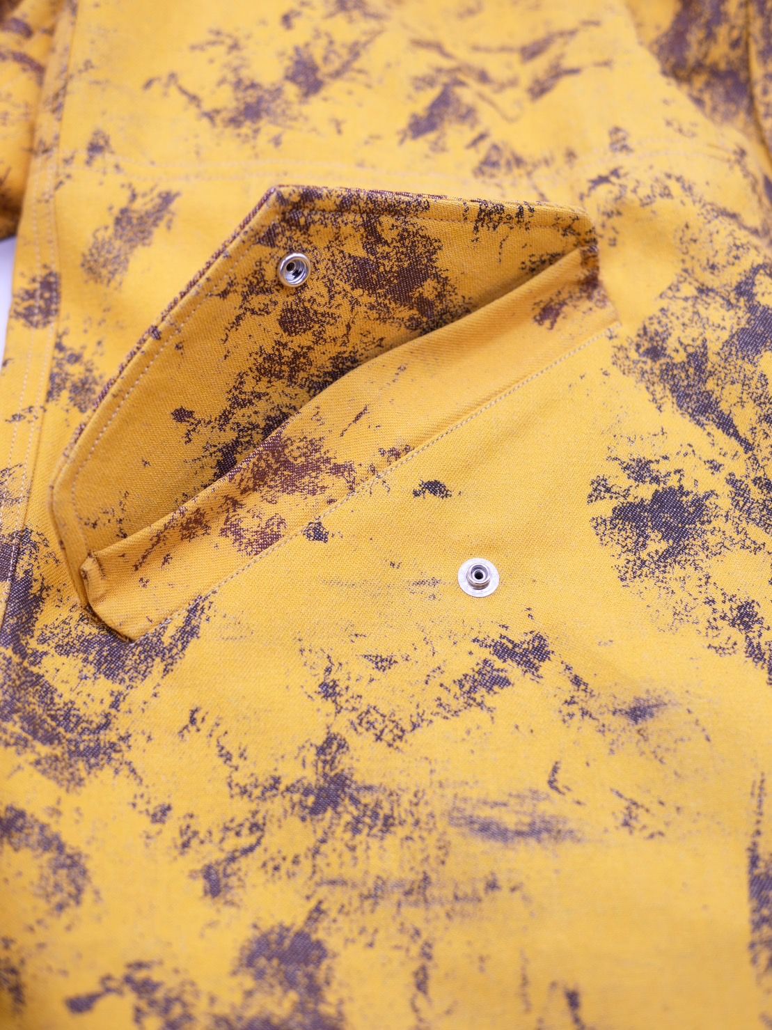 【デニム素材】  DENIM MODSCOAT / ハンドメイド / イエロー×ブラウン / デニムモッズコート / HAND MADE / アートブランド /