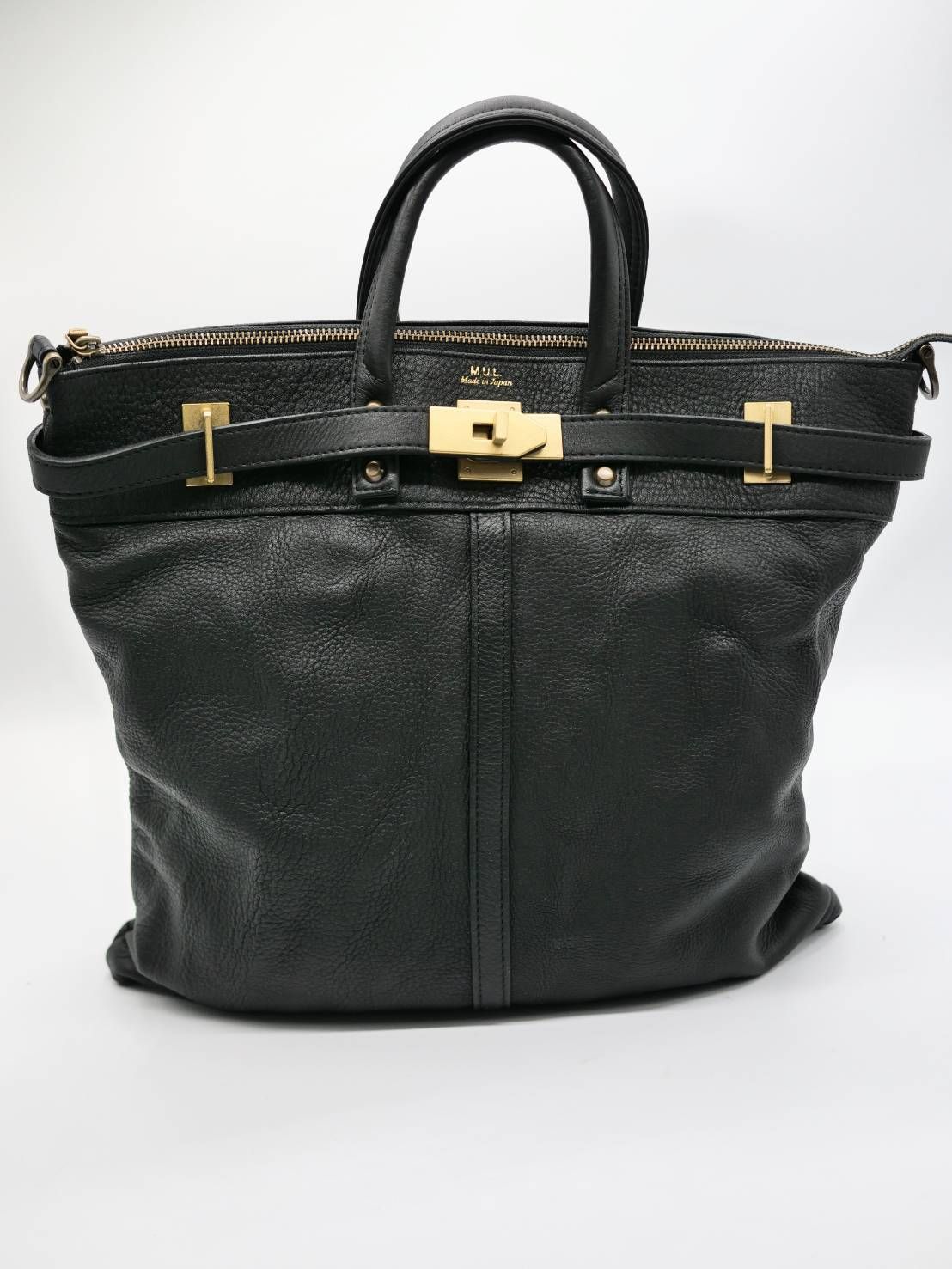 M.U.L 日本製 本革ヘルメットバッグ ブラック｜2WAY ショルダートート｜姫路レザー使用｜メンズ レディース UNISEX