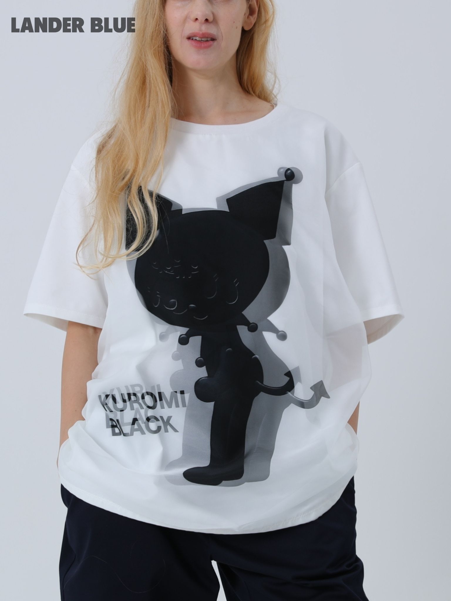 【3Dクロミ デザイン】TR-096 “BLACK KUROMI“ アートTシャツ / サンリオ  / WHITE/ ユニセックス