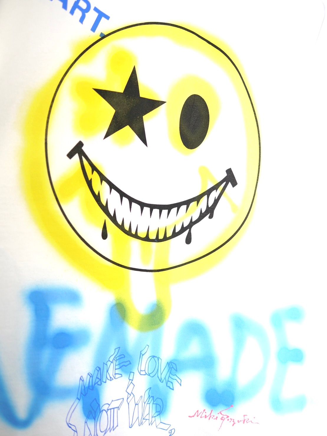 【アート作家が手がけるTシャツ】ONEMADE / 当店別注モデル / スプレーArt Tシャツ / 1点物 / 白色 / WHITE