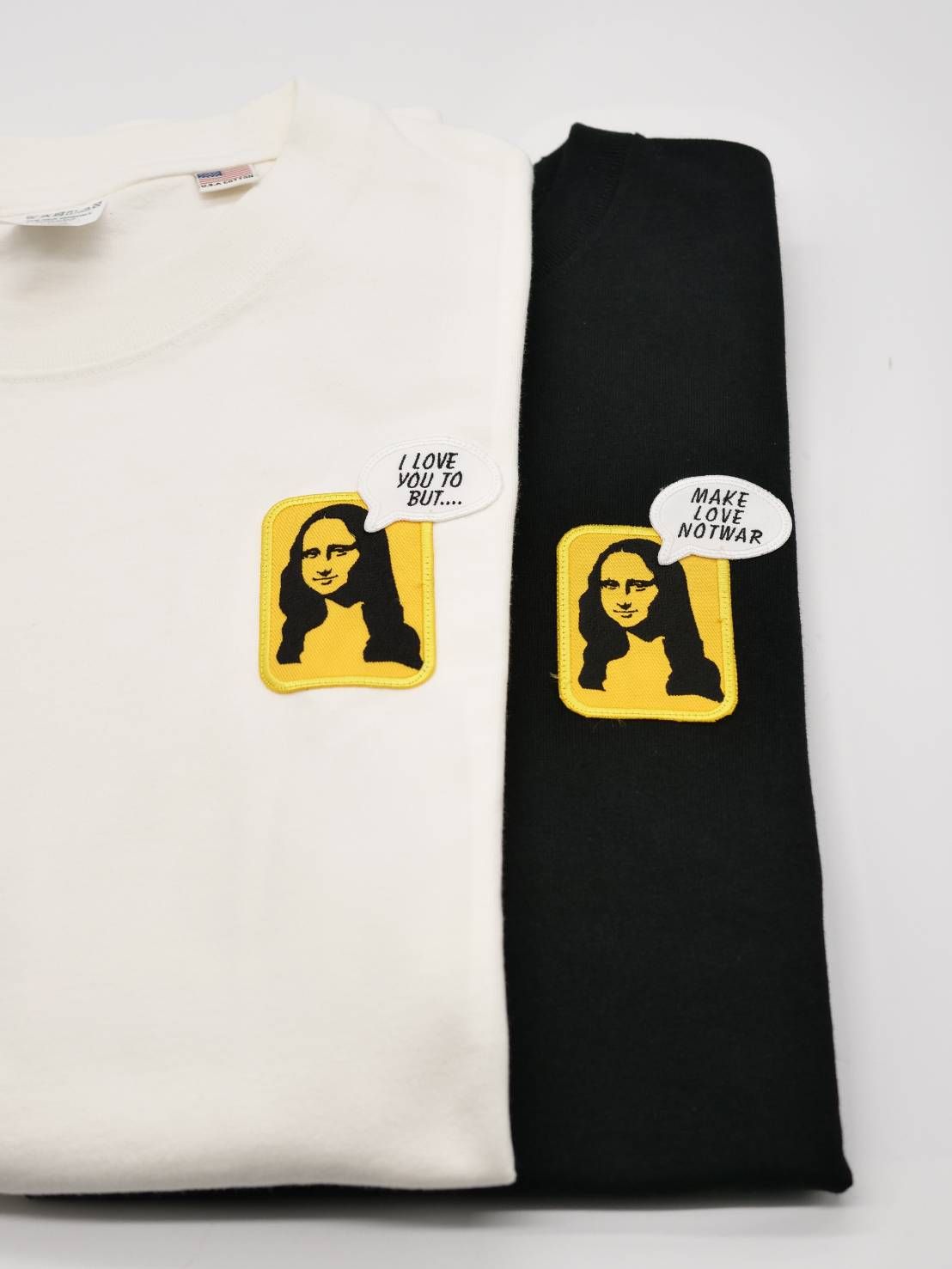「リメイクTシャツ」 モナリザTシャツ /ワッペン / BLACK / ユニセックス / usaコットン tシャツ