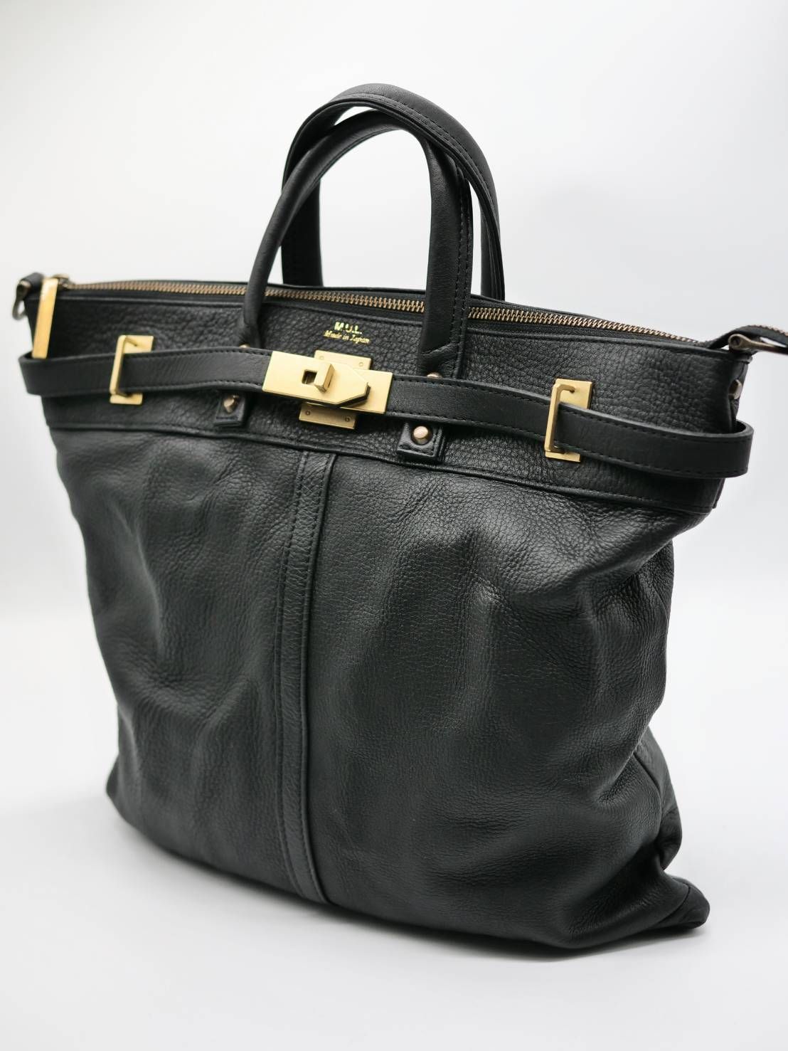 M.U.L 日本製 本革ヘルメットバッグ ブラック｜2WAY ショルダートート｜姫路レザー使用｜メンズ レディース UNISEX