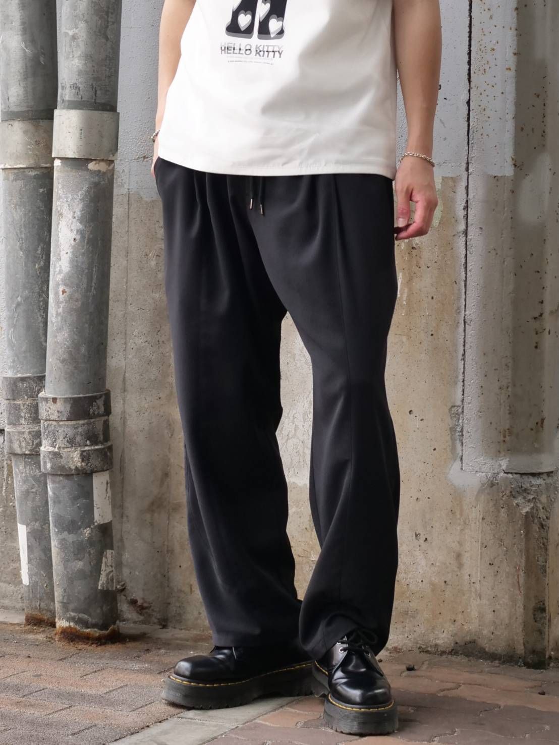【おしゃれメンズパンツ】 / テーパードイージーパンツ/BLACK/ IRREGULAR TAPERED PT /春夏用パンツ / 日本製
