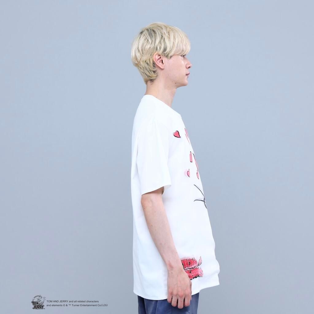 【トム&ジェリー】コラボレーション /TR-150 TOM&JERRY LOVE WHITE 3DTシャツ / ユニセックス