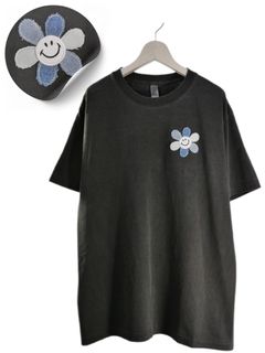 【ニコちゃんデザイン】 刺繍Tシャツ / 6.6オンス / ヘヴィウエイト / シンプルTシャツ / 1ポイントデザイン