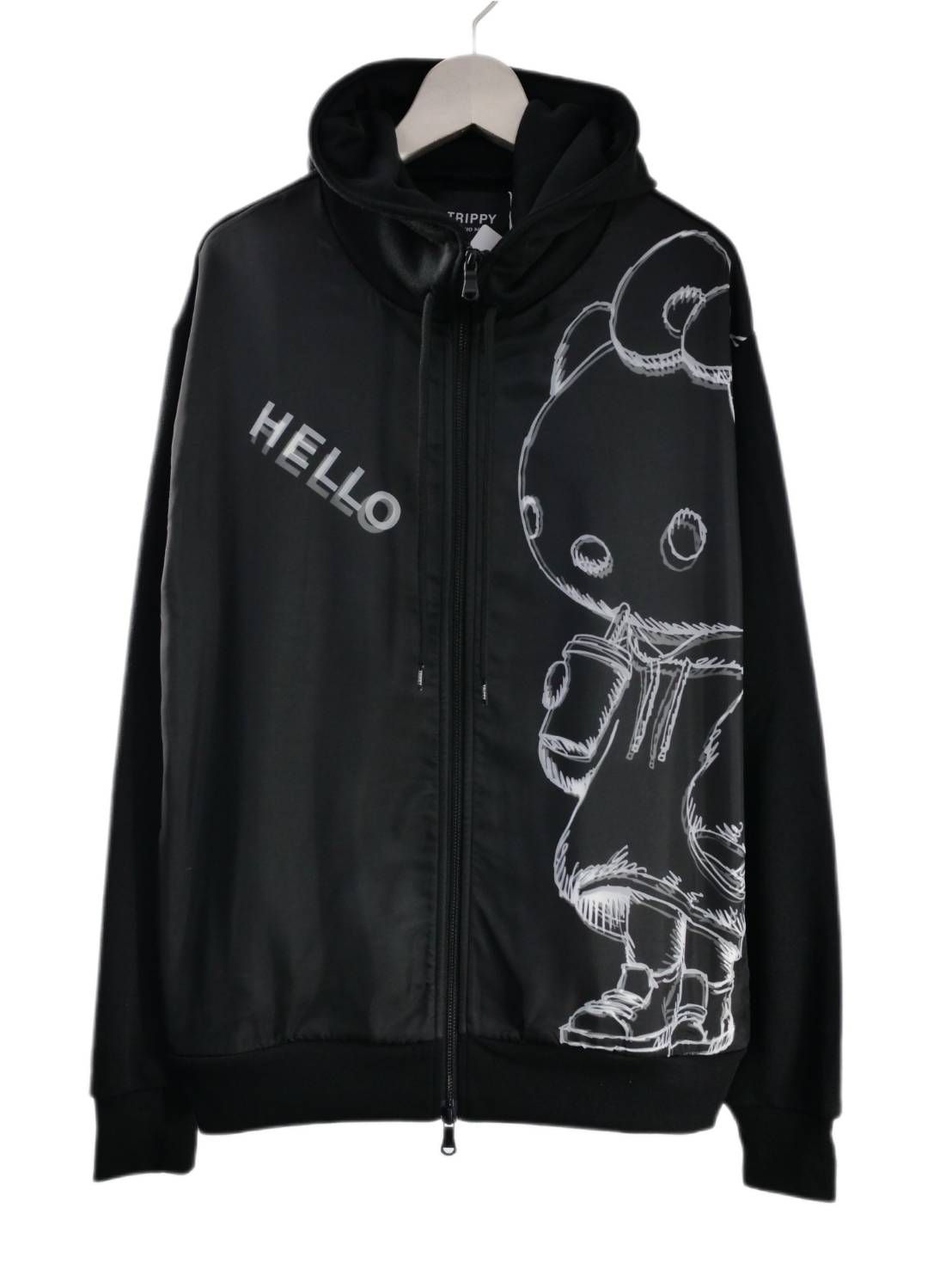 【3Dハローキティデザイン】アートパーカー / ZIPパーカー / サンリオ / BLACK / ユニセックス
