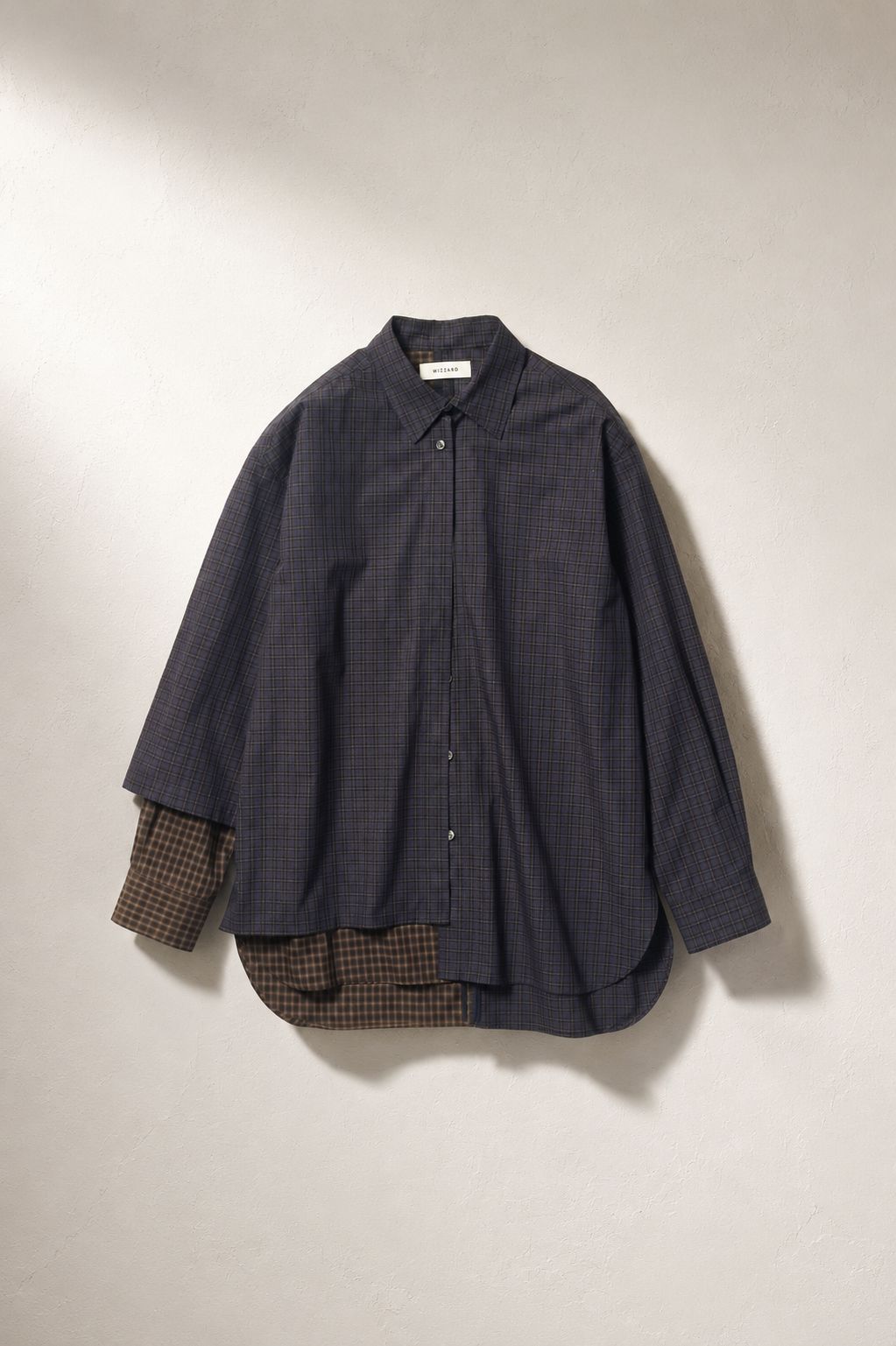 【アシンメトリー2WAYシャツ】 DOCKING FLIP SHIRT / チェックシャツ / リラックスフィット