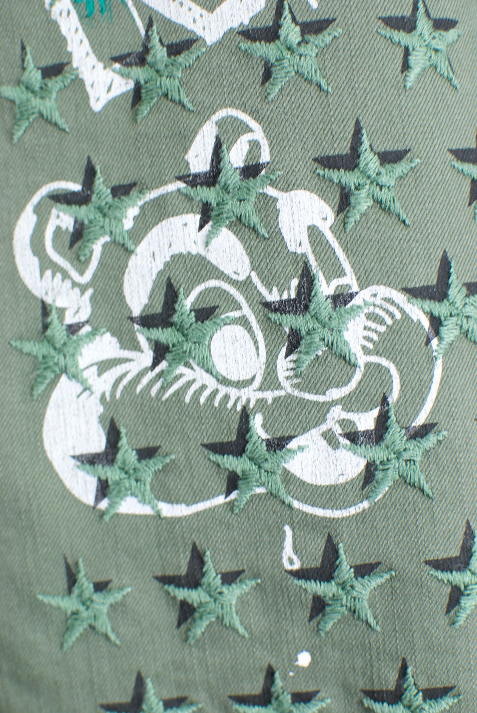 ONE-512 Long Military Shirt / ミリタリーシャツ / Hand Made / ハンドメイド / Dog / ハンドペイント