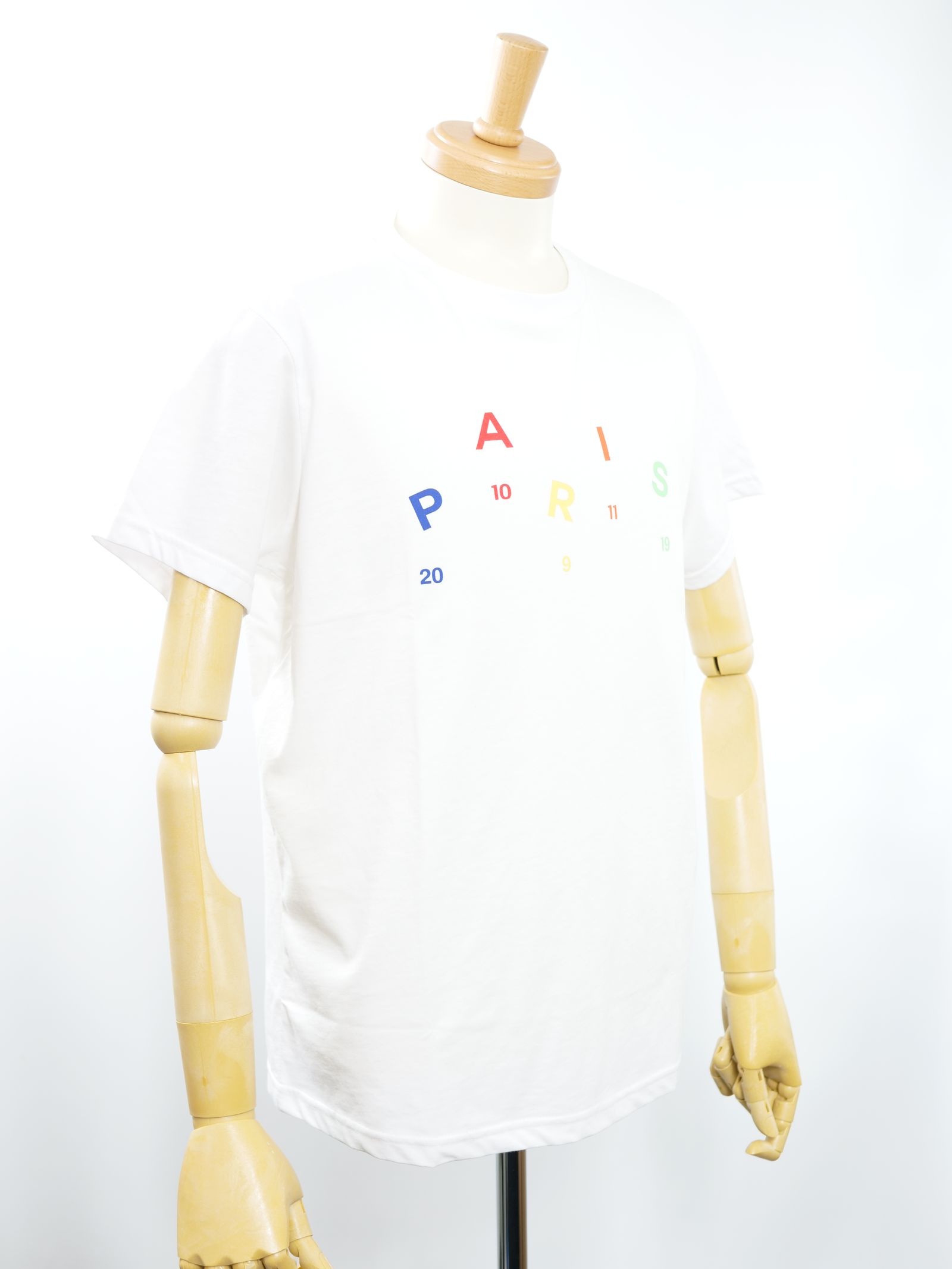 T SHIRT-PARIS COLORS- WHITE /メゾン パリ フランス /  トリコロール / ストレッチコットン