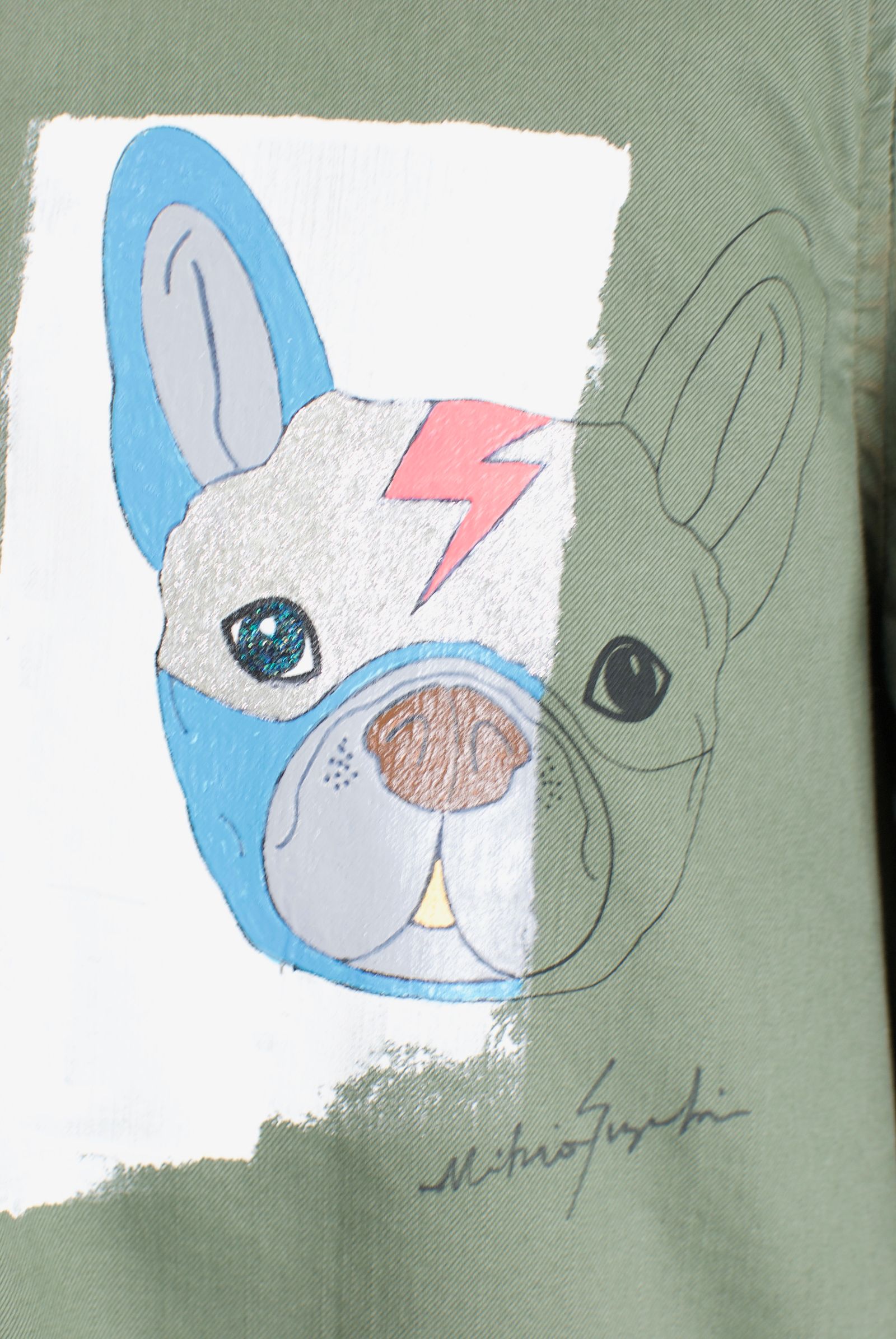ONE-512 Long Military Shirt / ミリタリーシャツ / Hand Made / ハンドメイド / Dog / ハンドペイント