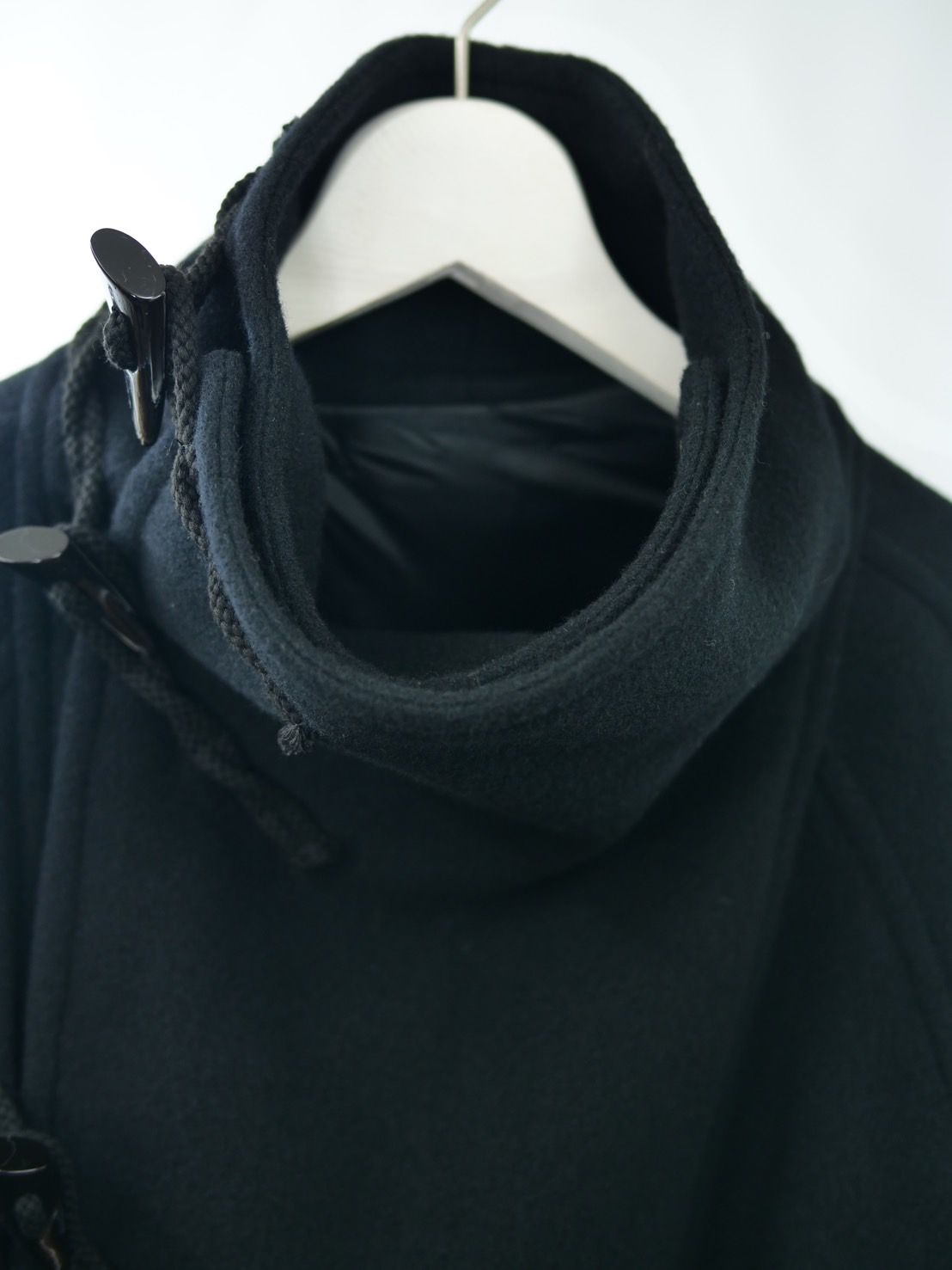 【WOOL混紡コート】ハイネックダッフルコート / メルトン生地 / オーバーサイズコート / BLACK