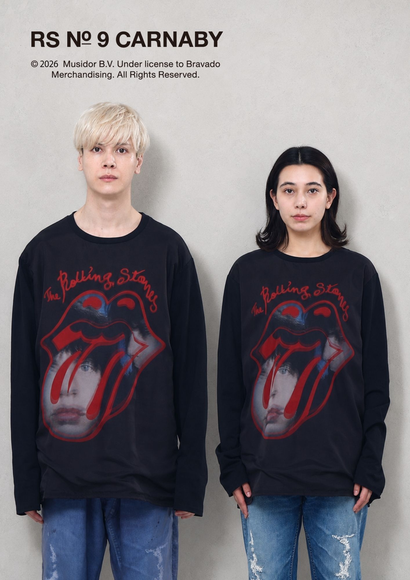 【The Rolling Stones×TRIPPY MIKIO ART】TR-158 / 3DTシャツ / BLACK / ロンT / ユニセックス