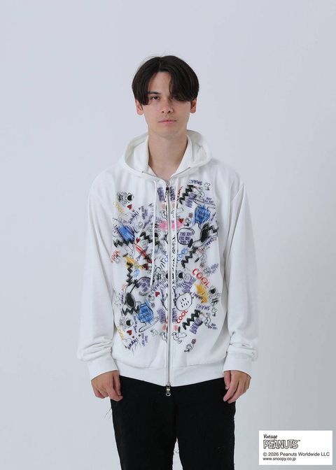 【PEANUTS  SNOOPY】 TR-102 / スヌーピー3Dパーカー  / WHITE / UNISEX / ZIPHOODY