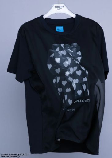 【3Dハローキティデザイン】TR-028 アートTシャツ / サンリオコラボ / BLACK / ユニセックス