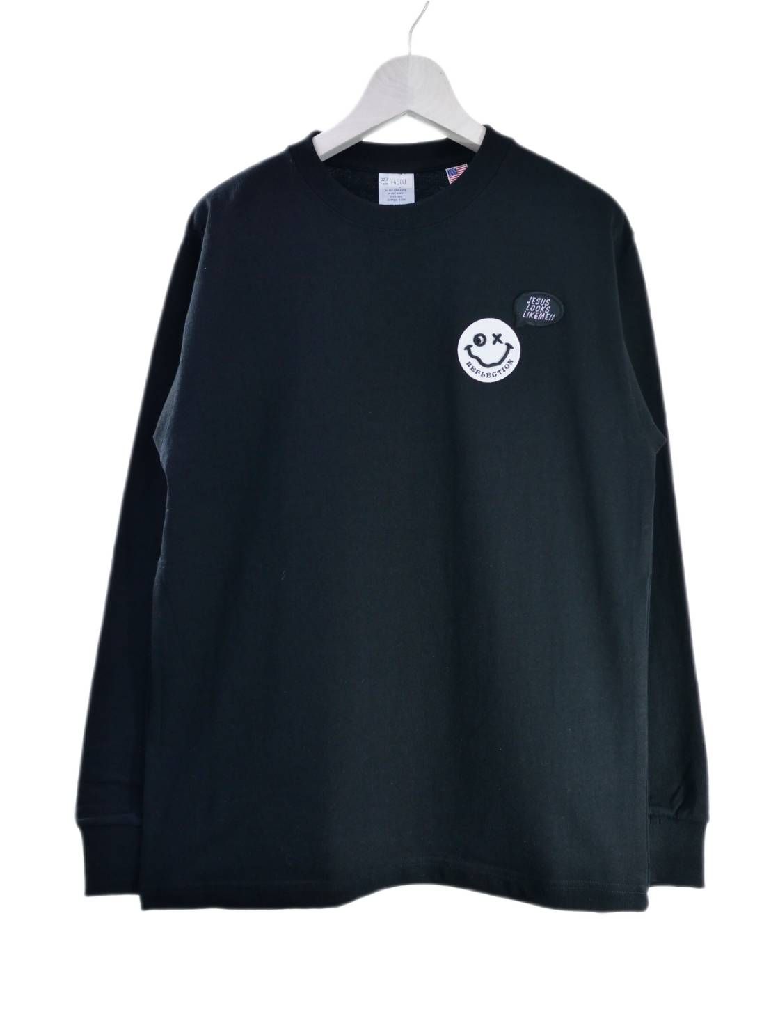 「リメイクTシャツ」 ロンTリメイク / ニコちゃんワッペン / BLACK / ユニセックス / usaコットン tシャツ