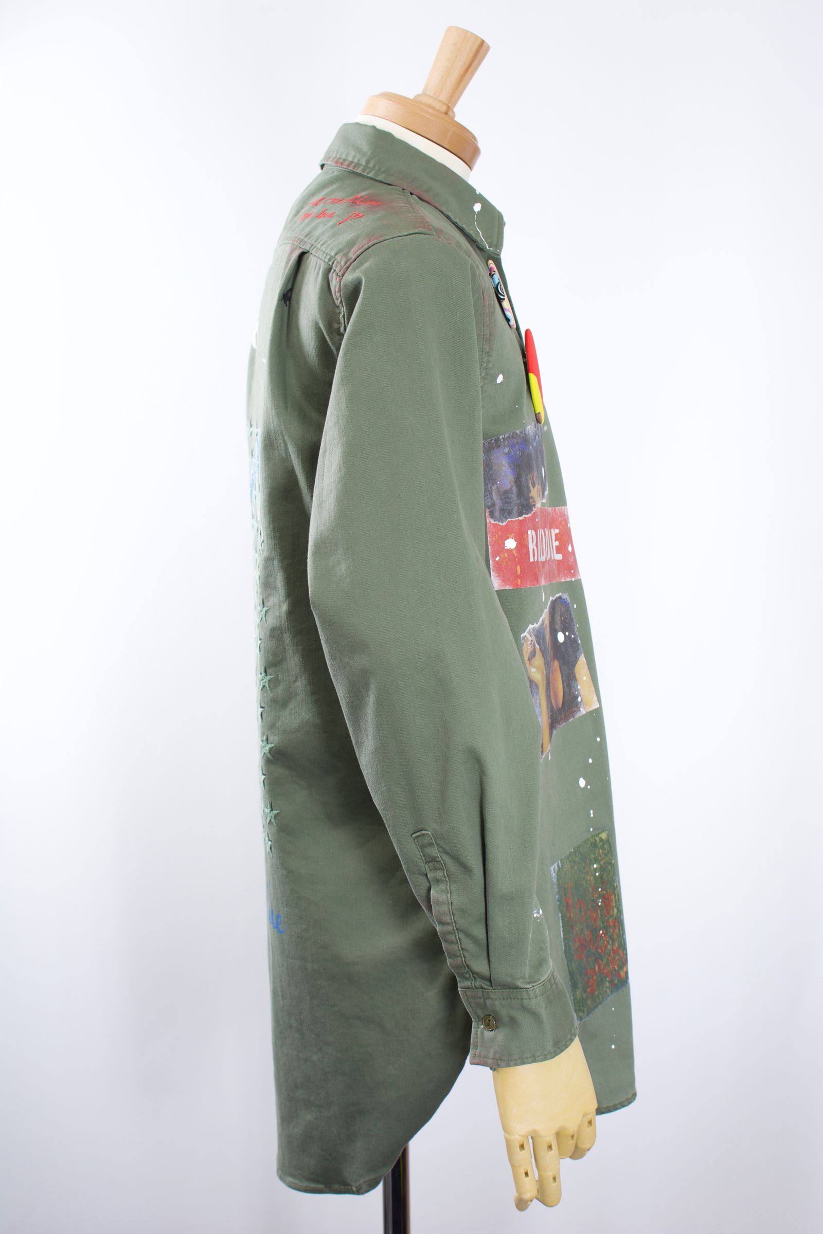 ONE-512 Long Military Shirt / ミリタリーシャツ / Hand Made / ハンドメイド / Dog / ハンドペイント