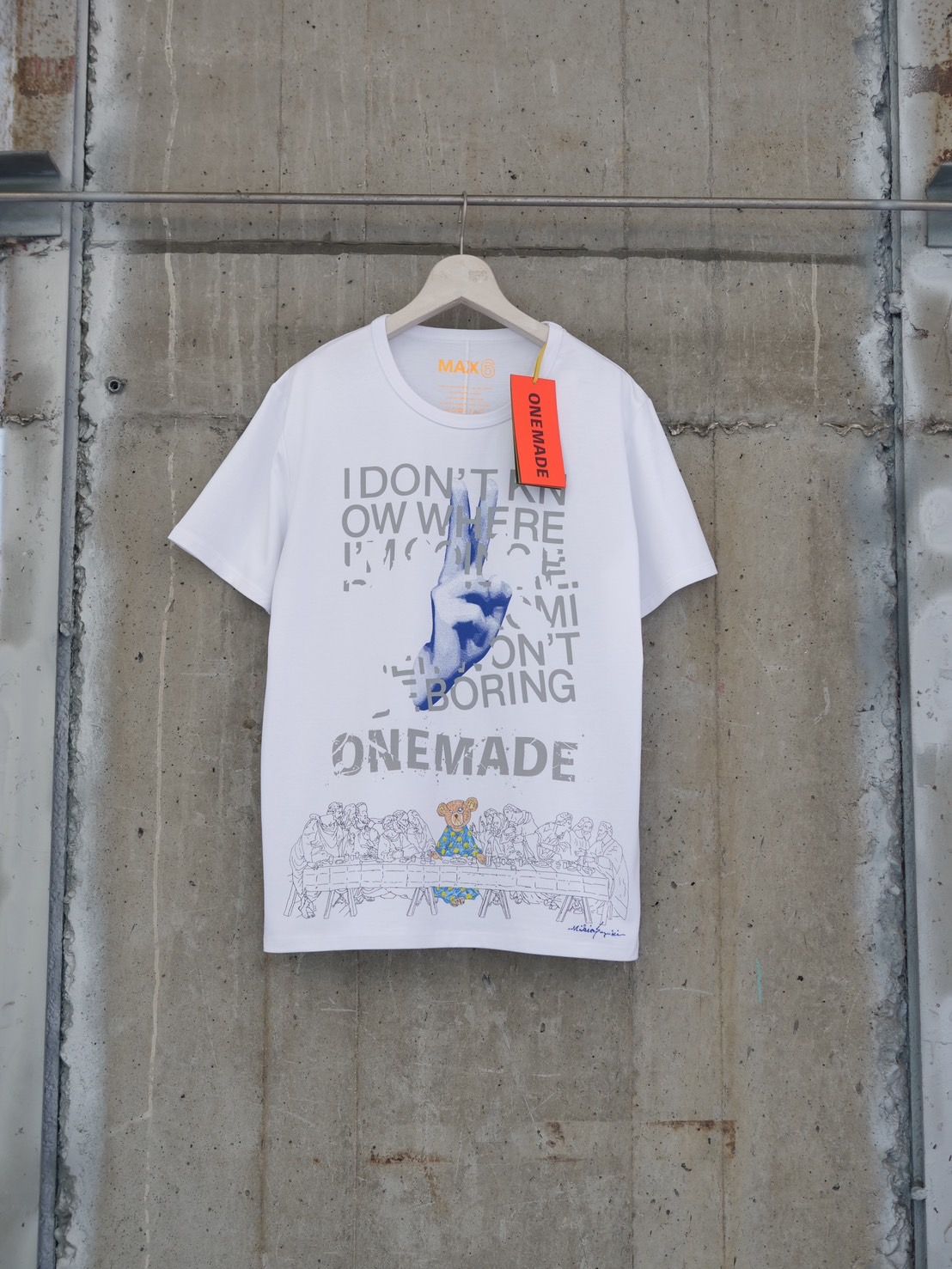 【アート作家が手がけるTシャツ】ONEMADE / LANDERBLUE別注モデル / Art Tシャツ / 1点物 / 白色 / WHITE