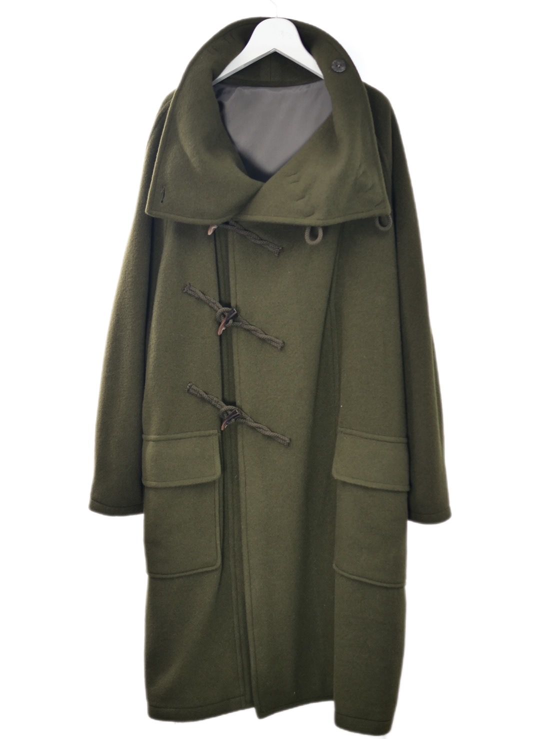 【WOOL混紡コート】ハイネックダッフルコート / メルトン生地 / オーバーサイズコート / BROWN KHAKI