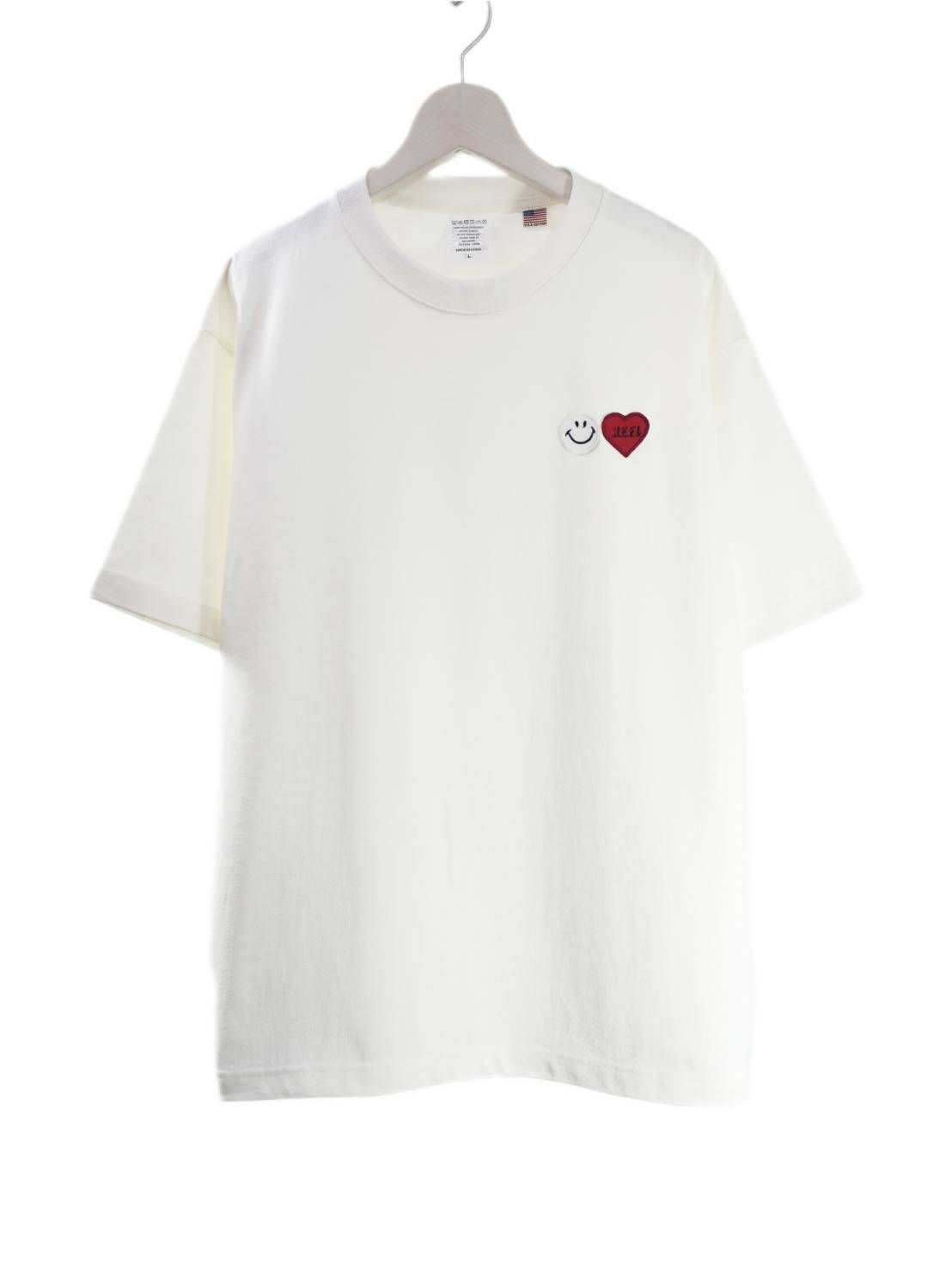 「リメイクTシャツ」 ニコちゃんTシャツ /ワッペン / WHITE / ユニセックス / usaコットン tシャツ