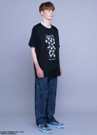 【3Dハローキティデザイン】TR-028 アートTシャツ / サンリオコラボ / BLACK / ユニセックス