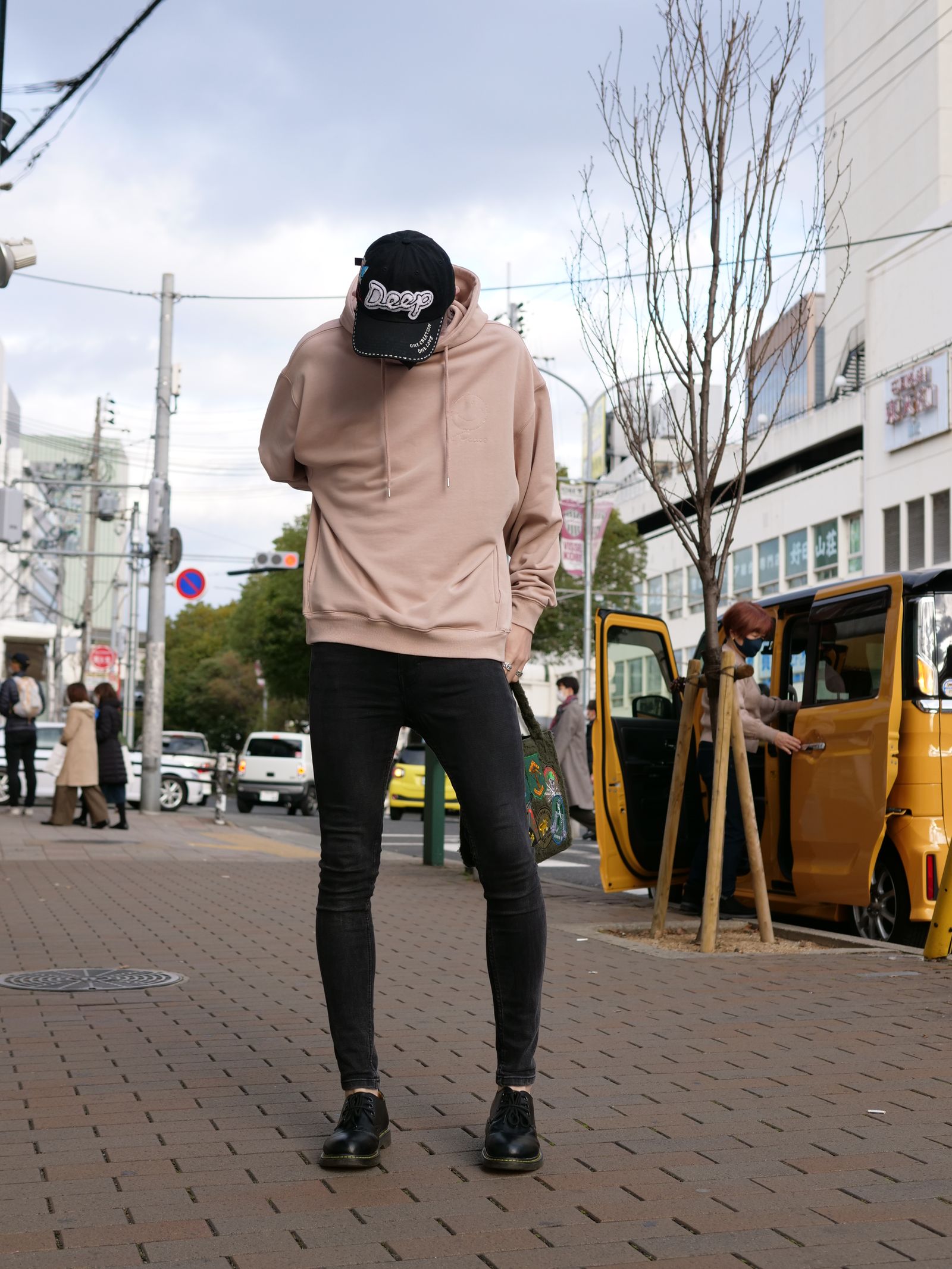 ONE-422 CAP HAND PAINTING BLACK / ハンドメイド / 黒キャップ ブラック