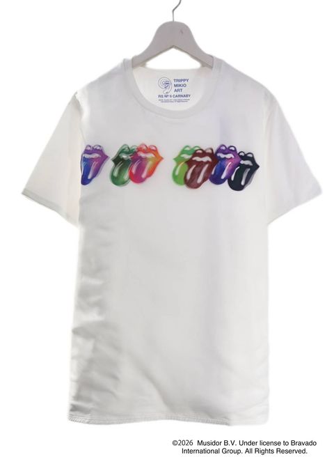 【The Rolling Stone】 RS No.9 CARNABYコラボレーション /TR-136 RS LIP&TONG 7LIPS    3DTシャツ / WHITE/ ユニセックス