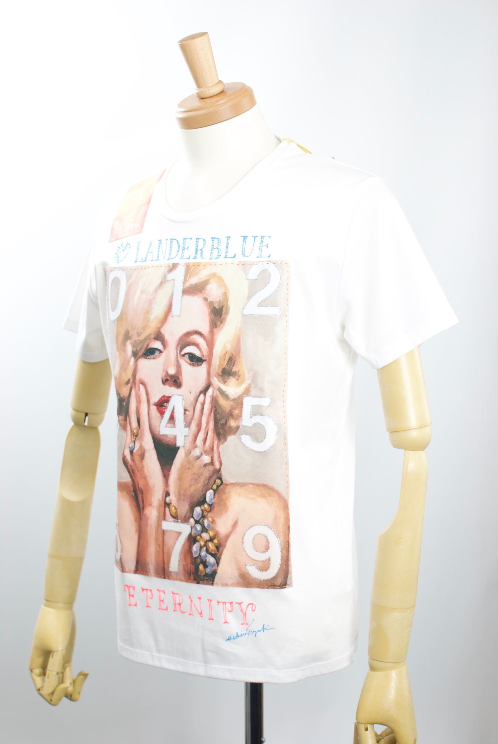 ONE-693 MONROE  44サイズ / ハンドメイド / LANDER BLUE 別注モデル  / 1点もの /アートTシャツ