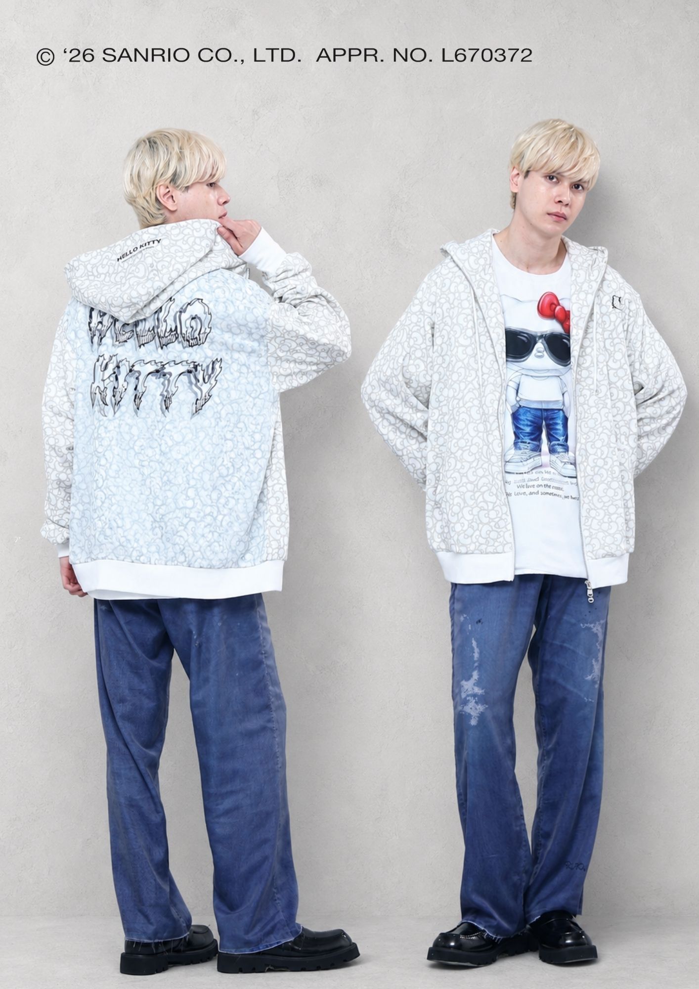 【HELLO KITTY×TRIPPY MIKIO ART】 TR-162 / ZIPパーカー / サンリオ / WHITE / ユニセックス
