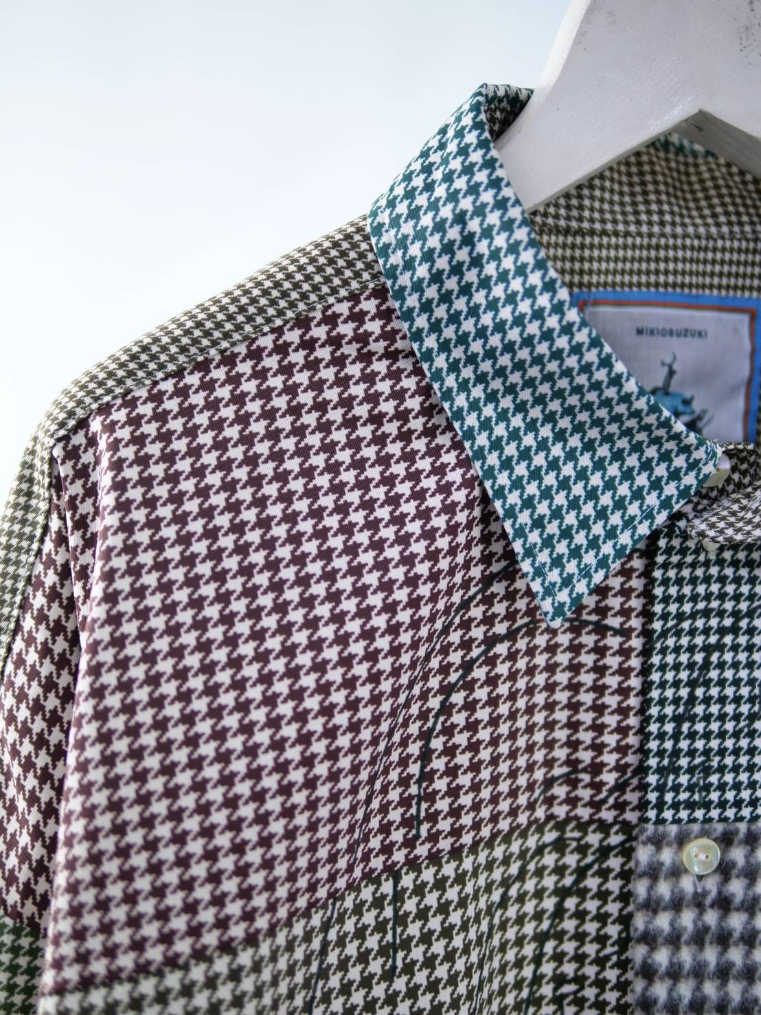 異なるチドリ柄を組み上げたモードシャツ｜40代からの大人に似合う一着｜オーバーサイズ｜ユニセックス