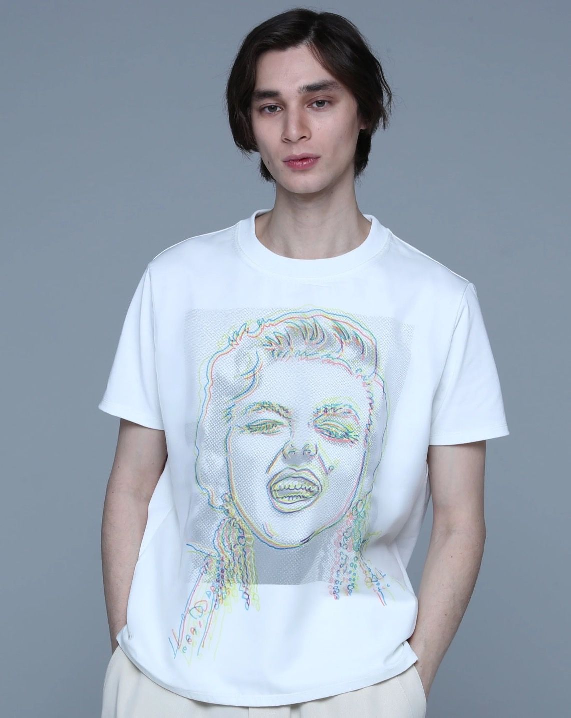 【3DアートTシャツ】 T-Shirt MONROE SINGS MX-1410 / マリリンモンローモチーフ / アートブランド / Art Tシャツ / WHITE / トロンプルイユファッション /ユニセックス