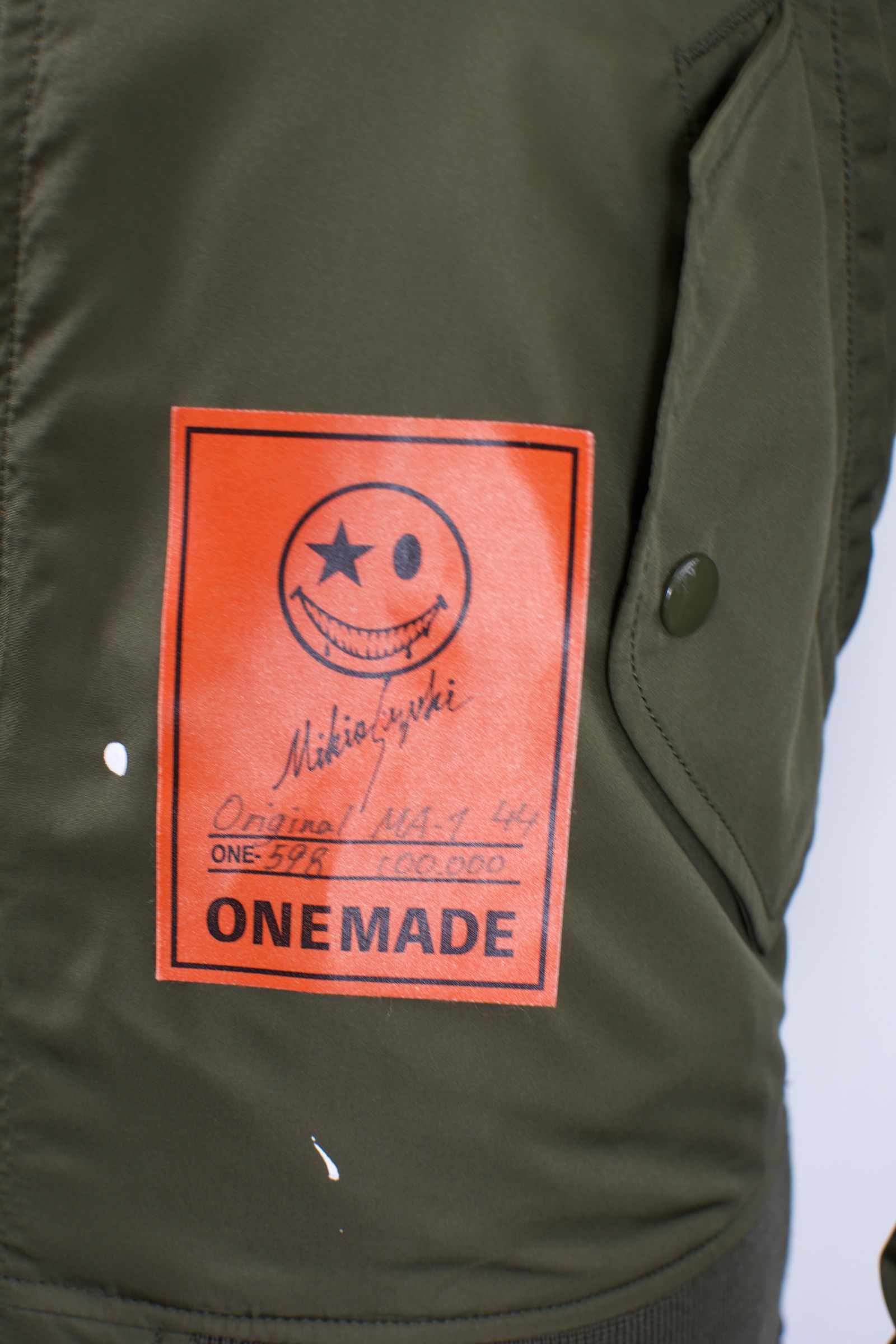 ONE-598 MA-1  / リバーシブル /   LANDER BLUE 別注 /Hand Made / ハンドメイド  / ハンドペイント