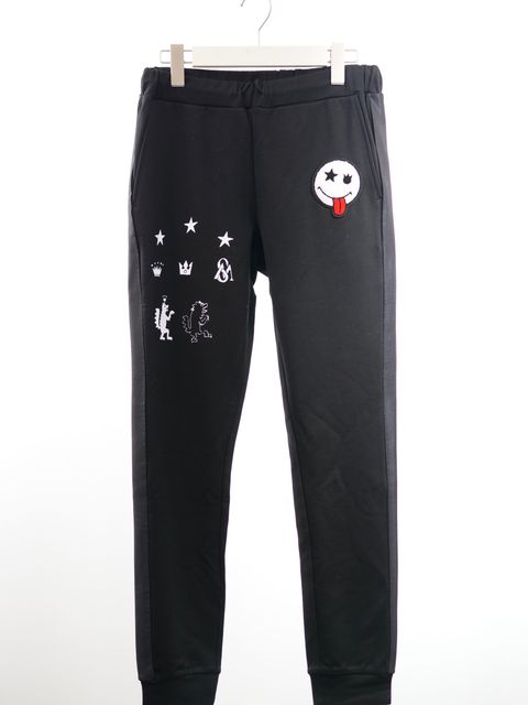ONE-904 / SWEAT PANT / ジョガーパンツ / ストレッチ素材 / スマイルワッペン / ハンドメイド