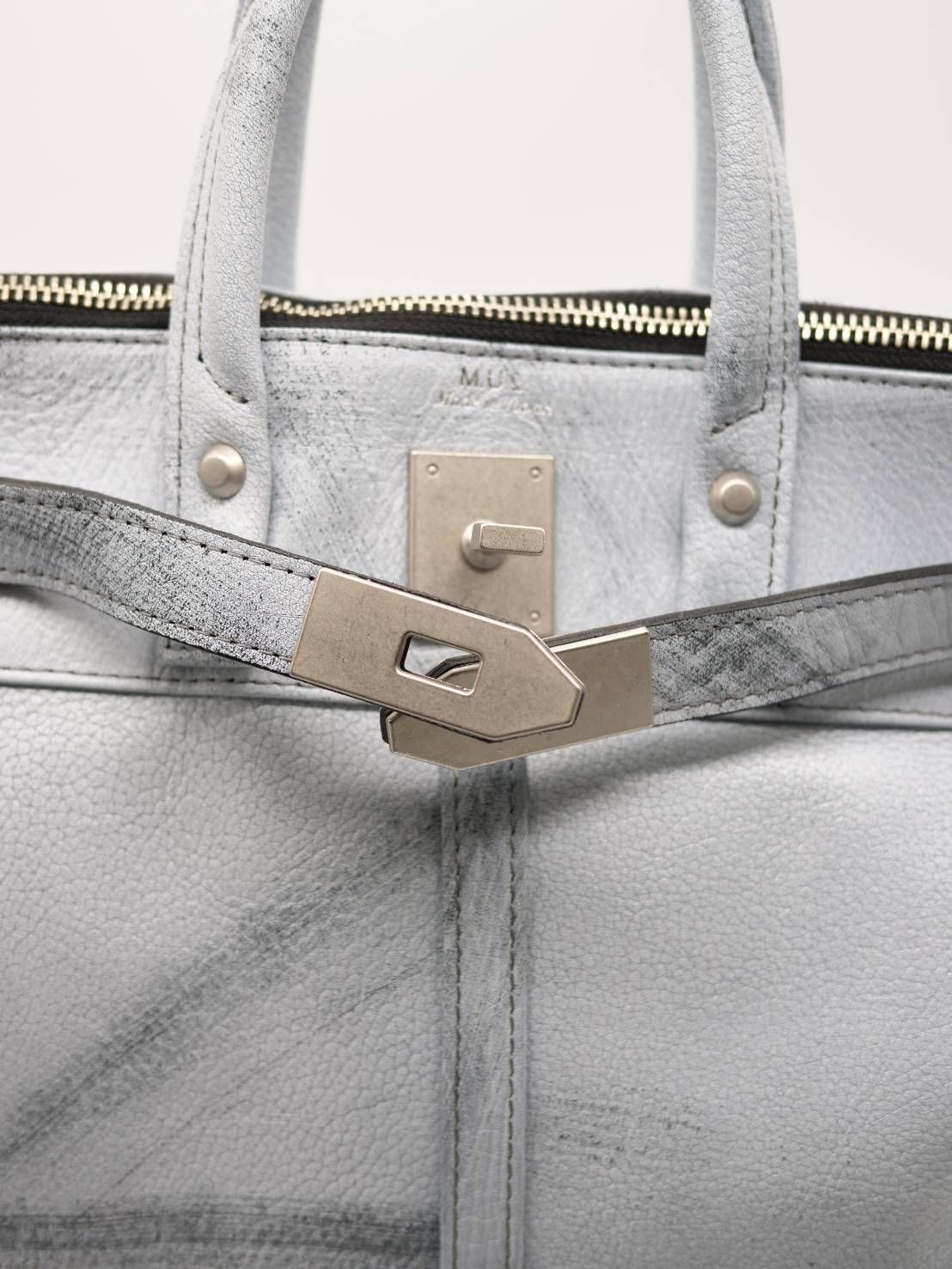 M.U.L 日本製 本革ヘルメットバッグ ヴィンテージホワイト｜2WAY ショルダートート｜姫路レザー使用｜メンズ レディース UNISEX