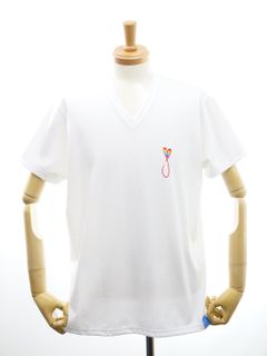 【パリジャンに大人気】 フランスブランド / VネックTシャツ / ホワイト /  ハート刺繍 / 高級素材 / インド超長綿使用 / レギュラーフィット