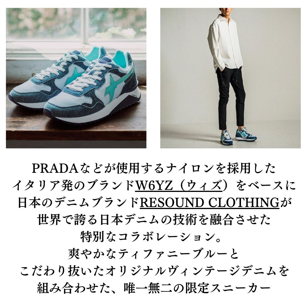 【W6YZ】メンズ YAK M トータルデニム W6YZ - 【コラボスニーカー】 W6YZ×RESOUNDCLOTHING / デニム