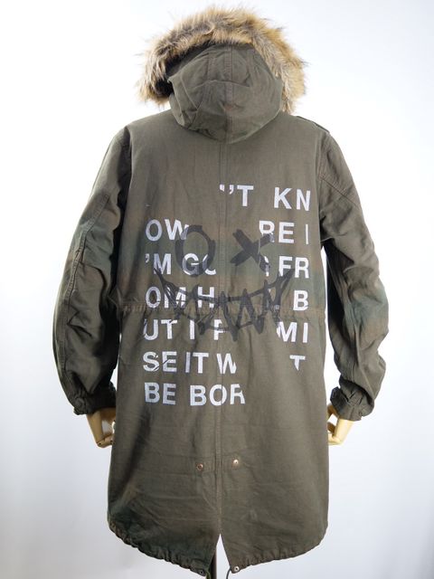 【ハンドメイドブランド】 MODS COAT FUR / ファー付きモッズコート /後染めカーキ /  M-65 M-51 フィールドパーカー / COTTON 100% コットン /  ユニセックス