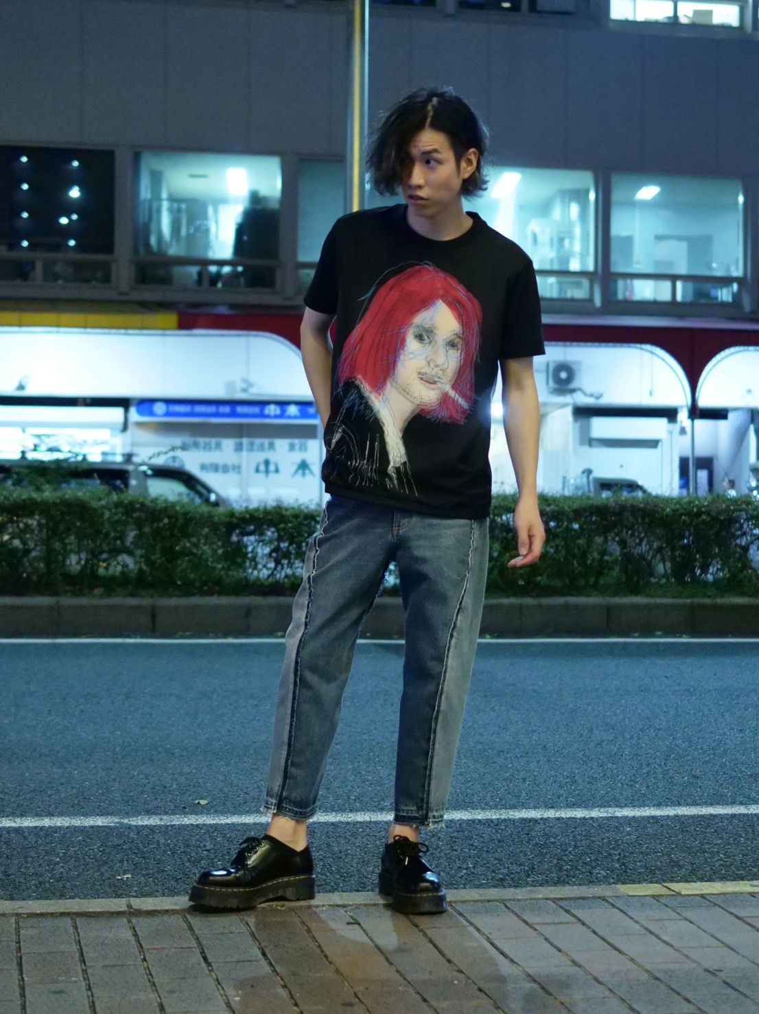 【3DアートTシャツ】 KURT COBAIN / カートコバーンモチーフ  / アートブランド / Art Tシャツ / BLACK / グランジTシャツ / トロンプルイユファッション / ユニセックス