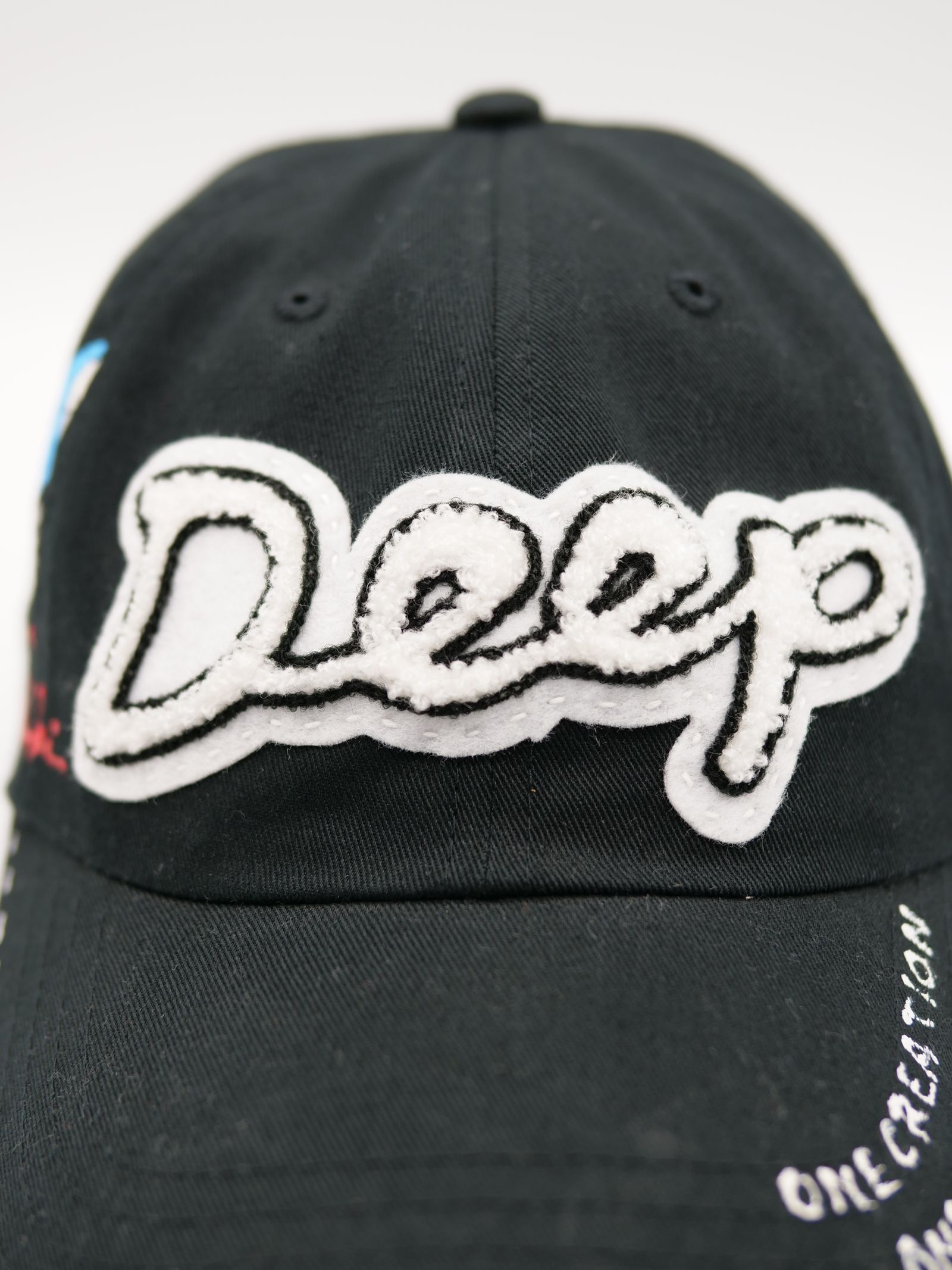 ONE-422 CAP HAND PAINTING BLACK / ハンドメイド / 黒キャップ ブラック